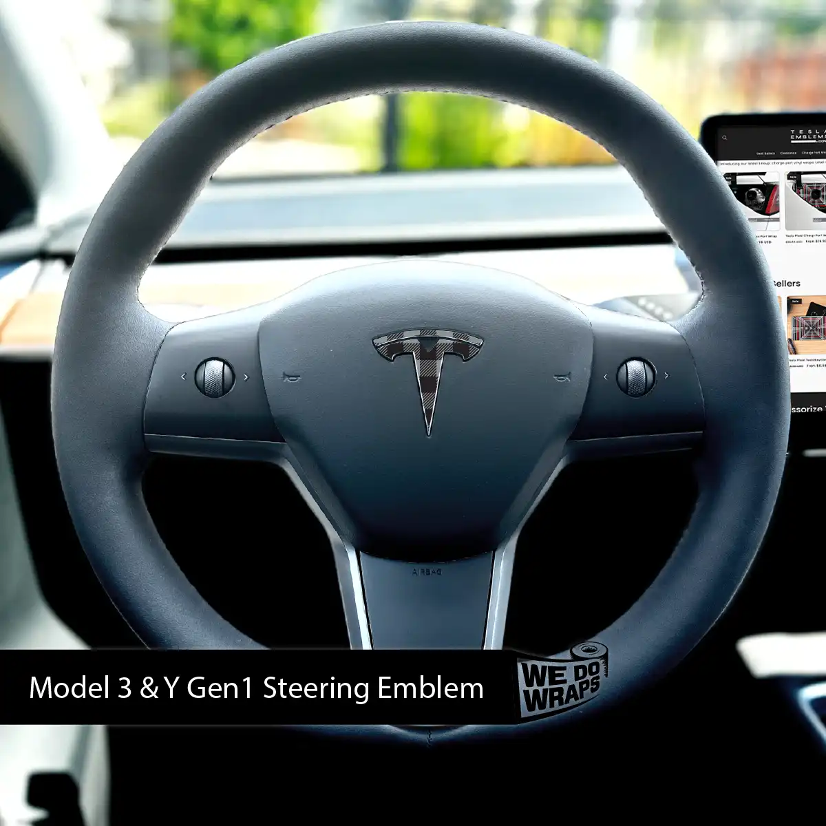 Buffalo Plaid Tesla Steering Wheel Wrap | M3 2017-Jan 2024 - Image 4