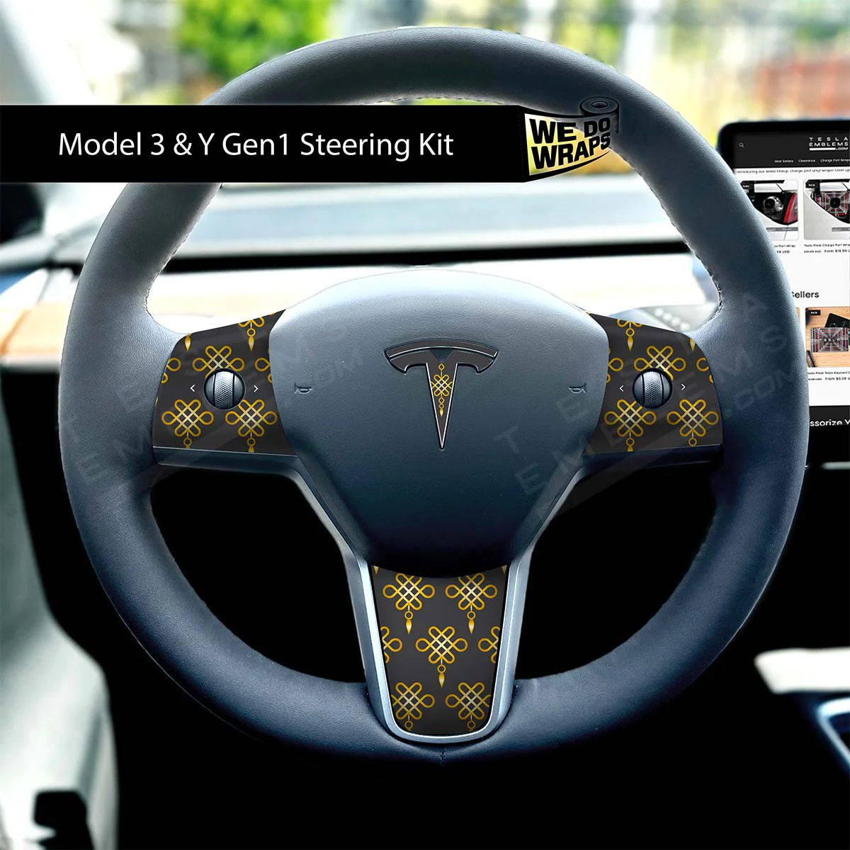 Lucky Knot Tesla Steering Wheel Wrap | MY 2019-'25 - Image 3